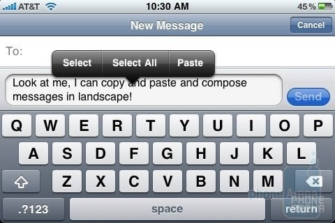 The on-screen keyboard of the iPhone 3GS - Palm Pre and Apple iPhone 3GS: side by side