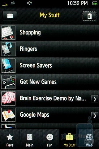 My Stuff menu - Samsung Instinct HD Review
