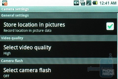 Camera settings - Samsung Moment Review