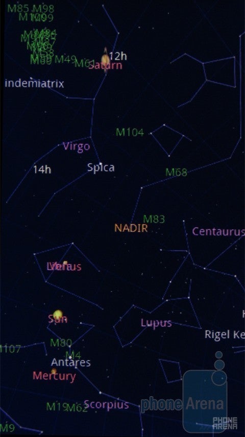 Google Sky Map app - Motorola DROID, HTC Imagio and DROID ERIS: side by side