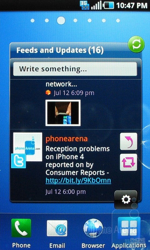 “Feeds and Updates” app on the Captivate  - Samsung Focus vs Samsung Captivate