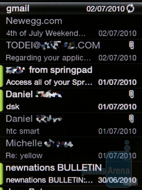 The e-mail app - HTC Smart Review