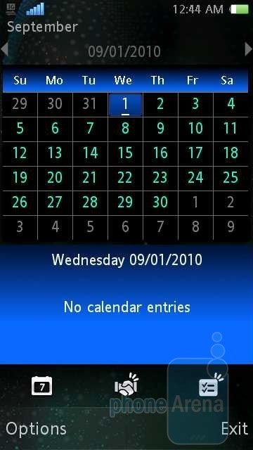 Calendario - Sony Ericsson Vivaz per la recensione di AT&T