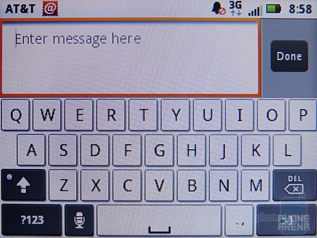The on-screen QWERTY keyboard of the Motorola FLIPOUT - Motorola FLIPOUT for AT&amp;T Review