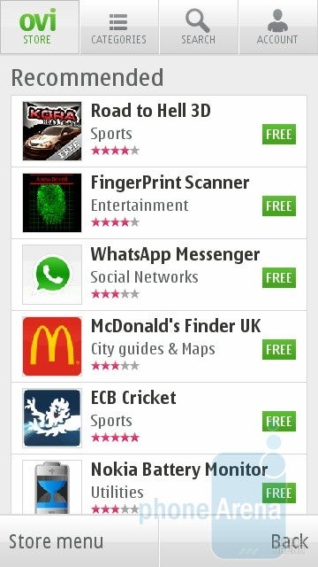 You can download more apps from the Ovi Store - Nokia C6-01 Review