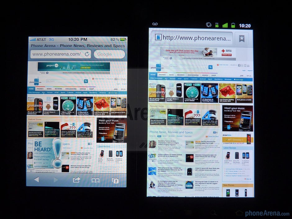 The Apple iPhone 4 (L) and the Google Nexus S (R) - Google Nexus S vs Apple iPhone 4