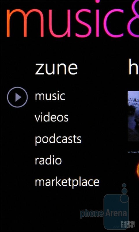The media menu - HTC 7 Pro Review