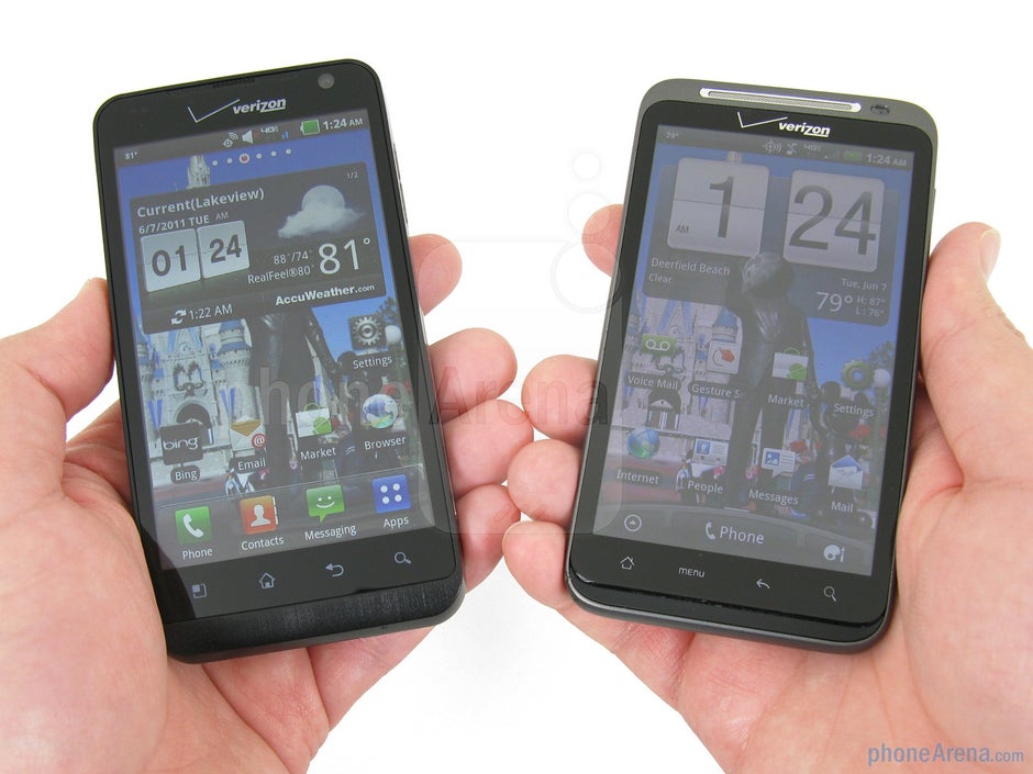 Both the LG Revolution (L) and HTC ThunderBolt (R)are rather big and bulky to hold - LG Revolution vs HTC ThunderBolt