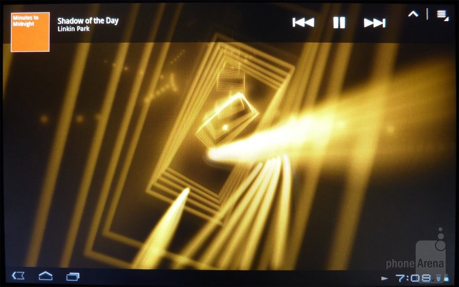 The Sony music player offers cool looking 3D album cover interfacewhere we’re able to move and pick up albums and place them anywhere on screen - Sony Tablet S Review