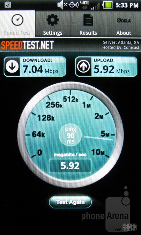 The SpeedTest.net app - Pantech Breakout Review